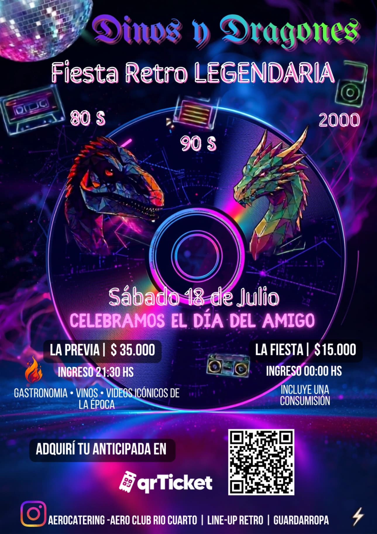 DINOS Y DRAGONES Fiesta Retro Legendaria