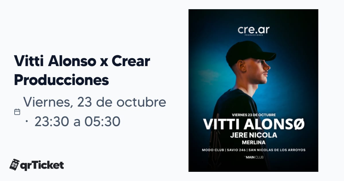 Vitti Alonso x Crear Producciones | qrTicket